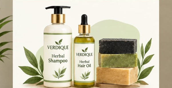 Verdique herbal shampoo, hair oil, and handmade soaps